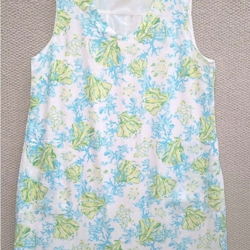 J. Jill Love Linen Sleeveless Dress with Tropical Sea Turtle Print